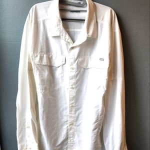 White sportswear long sleeve button up men's Columbia shirt XL